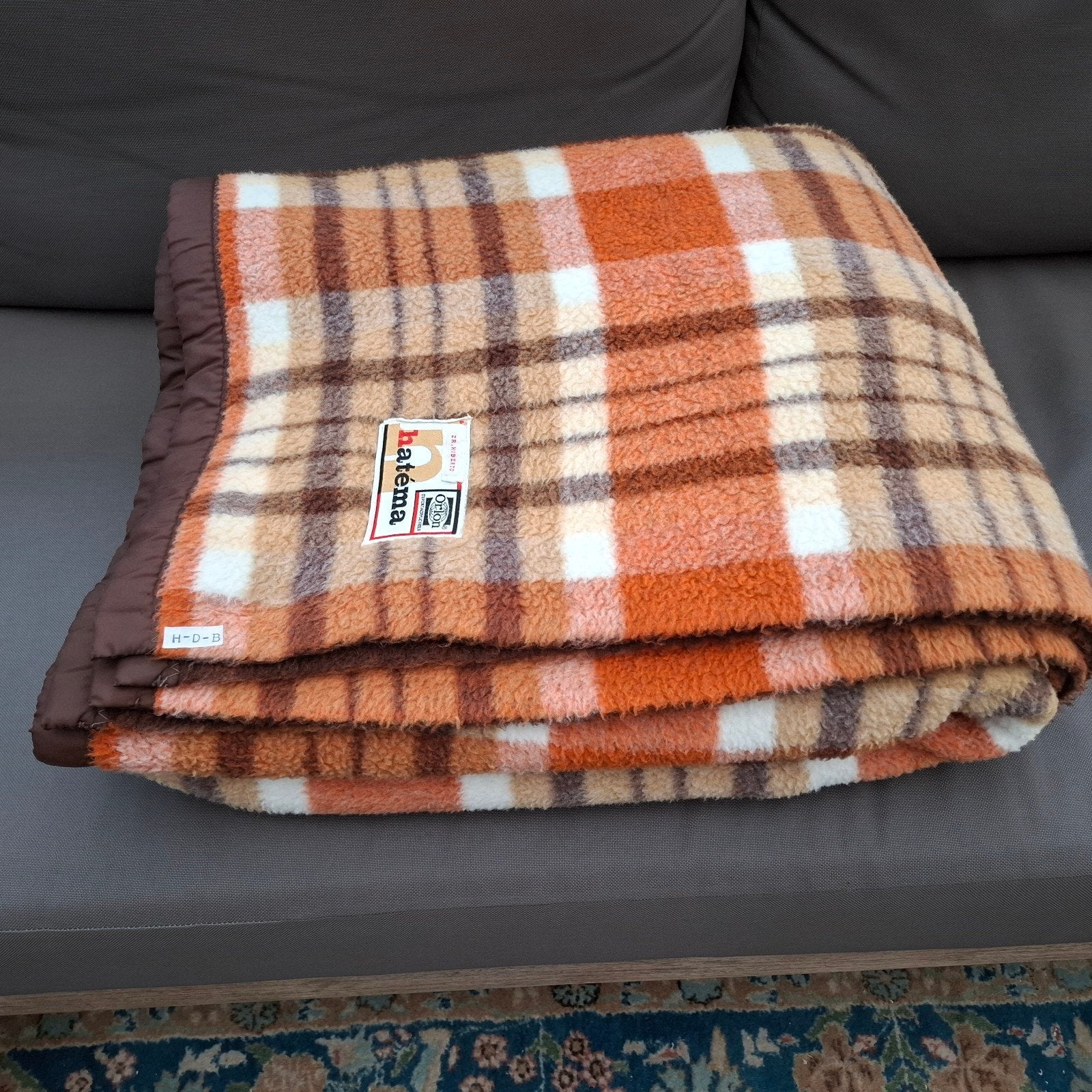 Retro Hatèma deken woonplaid woondeken plaid 235x190 cm, Bruin, Verzenden, Overige materialen, Tweepersoons