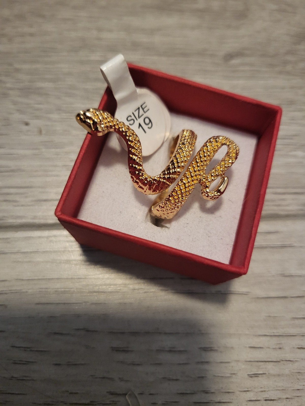 Nieuwe Gouden Slangenring - Maat 19, Sieraden, Tassen en Uiterlijk, Overige materialen, 19 tot 20, Nieuw, Ophalen of Verzenden