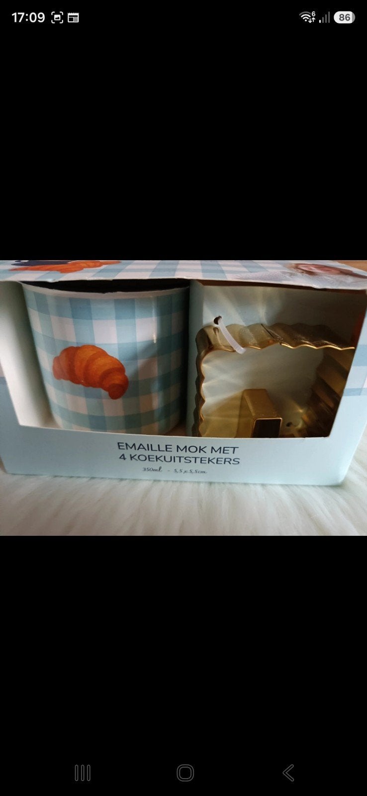 Laura's Bakery Emaille Mok met 4 Koekuitstekers, Overige typen, Nieuw, Ophalen of Verzenden, Metaal