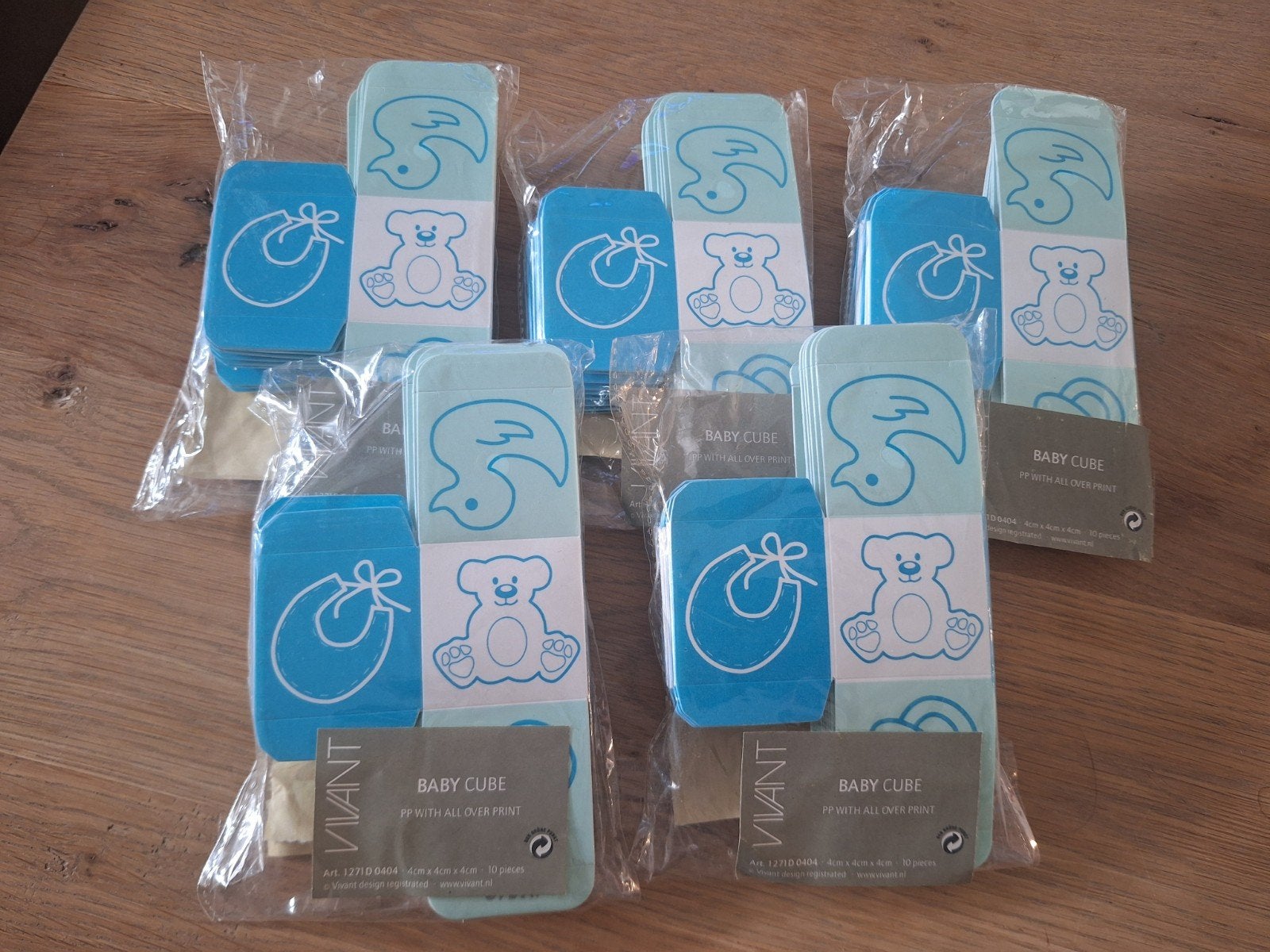 5x 10 Baby cube blauw wit van Vivant, Ophalen of Verzenden, Nieuw, Kraamcadeau
