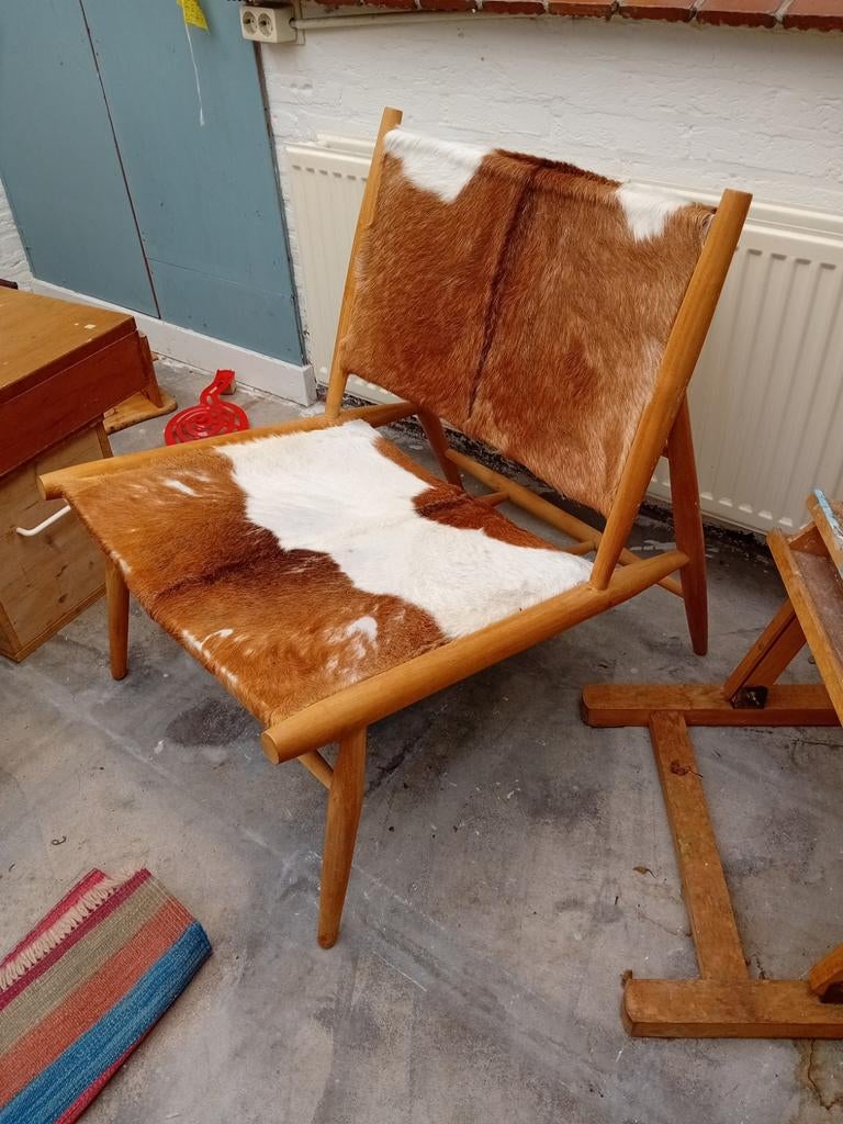 Ike design fauteuil met geitenhuid, Ophalen, Gebruikt, Scandinavisch, Eclectisch, Modern, 75 tot 100 cm