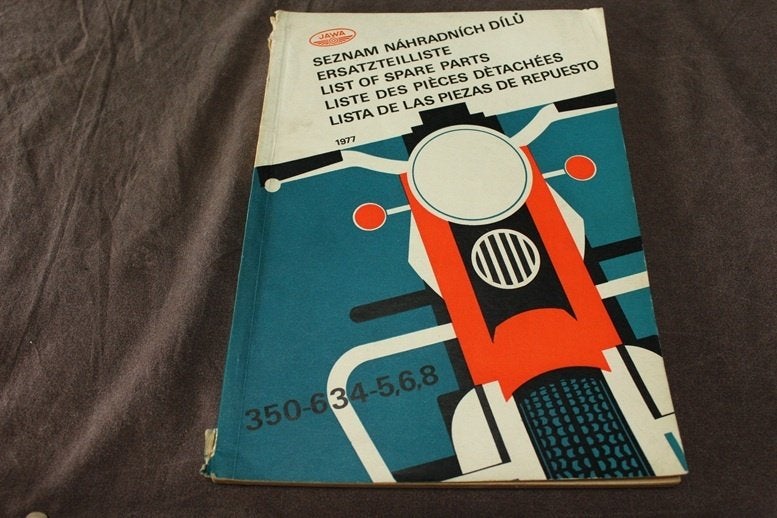 JAWA 1977 634 350cc motorcycle parts list ersatzteil katalog, Motoren, Ophalen of Verzenden, Overige merken
