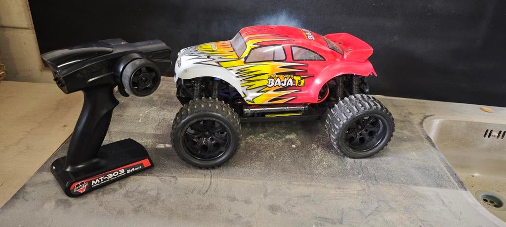 Himoto rtr truck 4x4 compleet met lader en batterij, Ophalen of Verzenden, Auto offroad