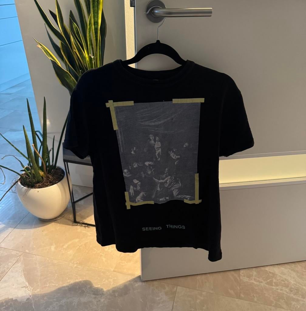 Off-White Virgil Abloh Caravaggio Tee, Ophalen of Verzenden, Zo goed als nieuw, Maat 46 (S) of kleiner, Zwart