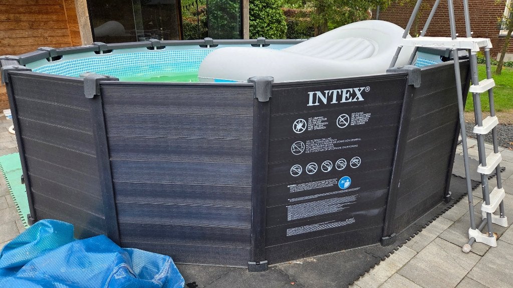 Zwembad 450CM met warmtepomp en filter. Veel extra's., Tuin en Terras, Zwembaden, Gebruikt, Rond, 300 cm of meer, Ophalen