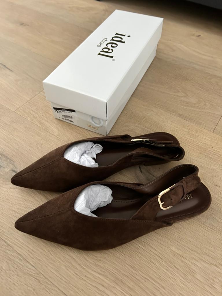 MOOIE DONKERBRUINE SLINGBACK / INSTAPPER MT 40 NIEUW !!, Kleding | Dames, Schoenen, Nieuw, Instappers, Bruin, Ophalen of Verzenden