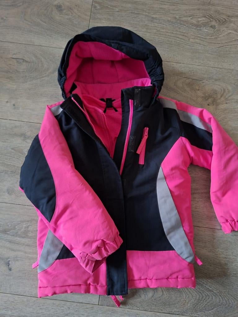 Ski jas maat 116/122 roze zwart met fleece vest, Kinderen en Baby's, Meisje, Athletech, Ophalen of Verzenden, Zo goed als nieuw
