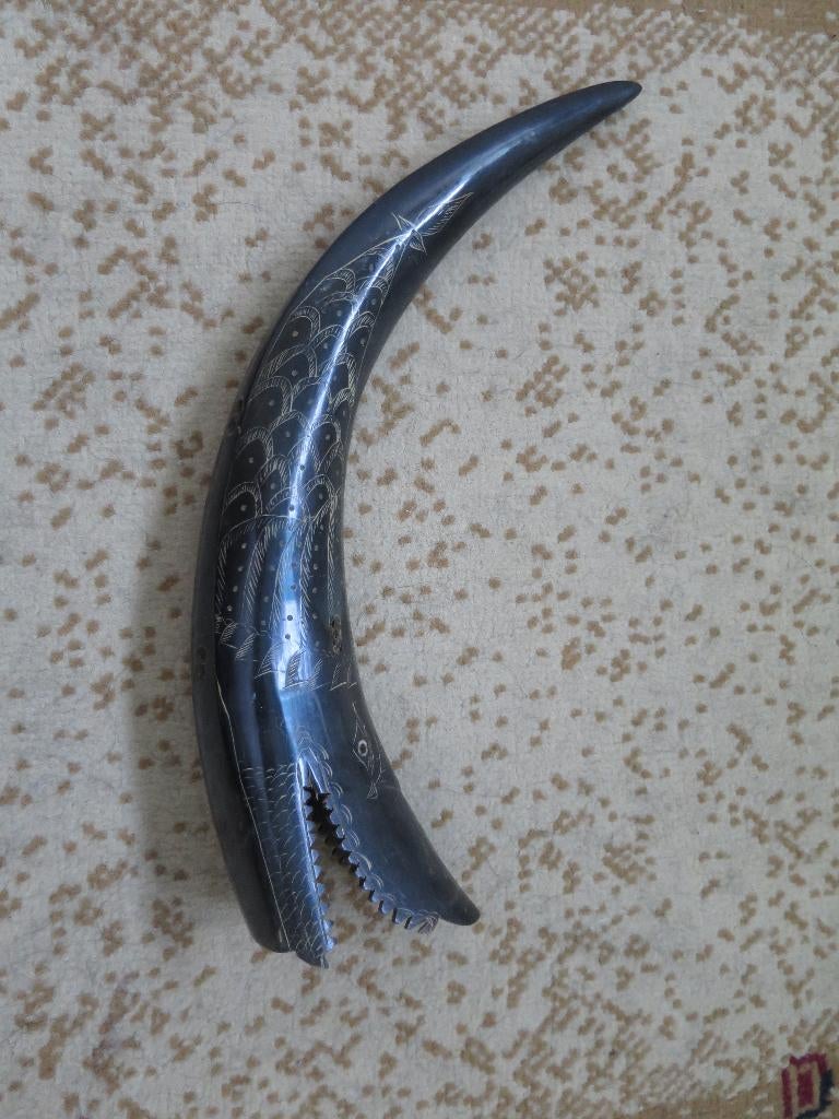 mooie echte hoorn in vis vorm 32 cm, Ophalen of Verzenden