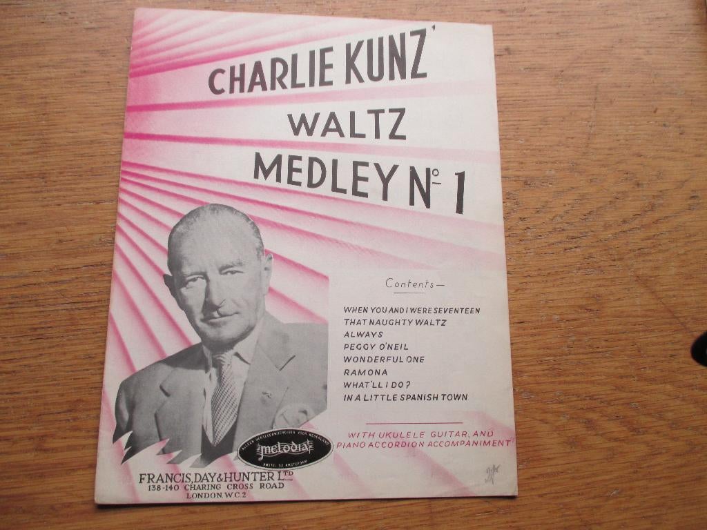 CHARLIE KUNZ WALTZ MEDLEY NO.1 -, Gebruikt, Keyboard, Ophalen of Verzenden, Artiest of Componist