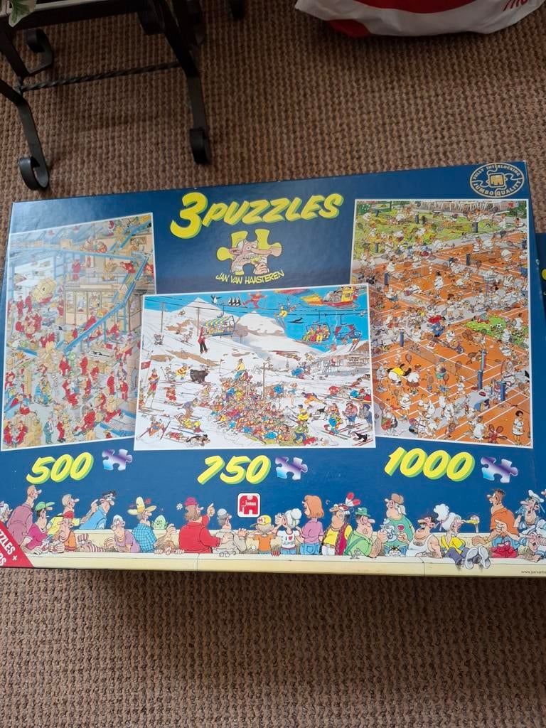 Jan van Haasteren 3 Puzzles Set, Ophalen, Meer dan 1500 stukjes, Zo goed als nieuw, Legpuzzel