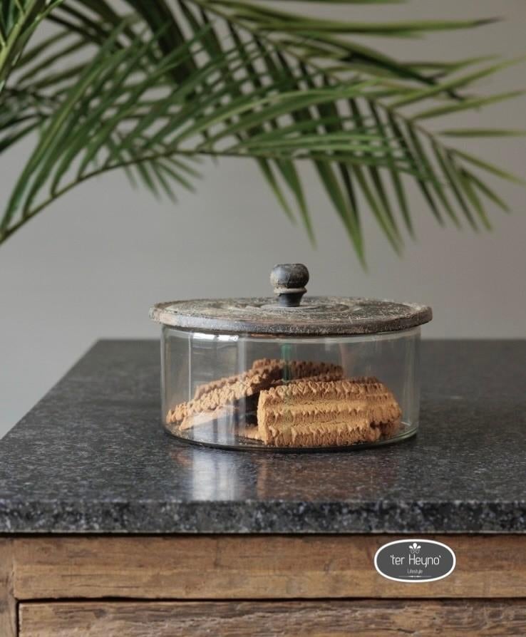 Glazen koekjestrommel pot deksel glas stoer sober landelijk, Huis en Inrichting, Woonaccessoires | Overige, Verzenden, Nieuw