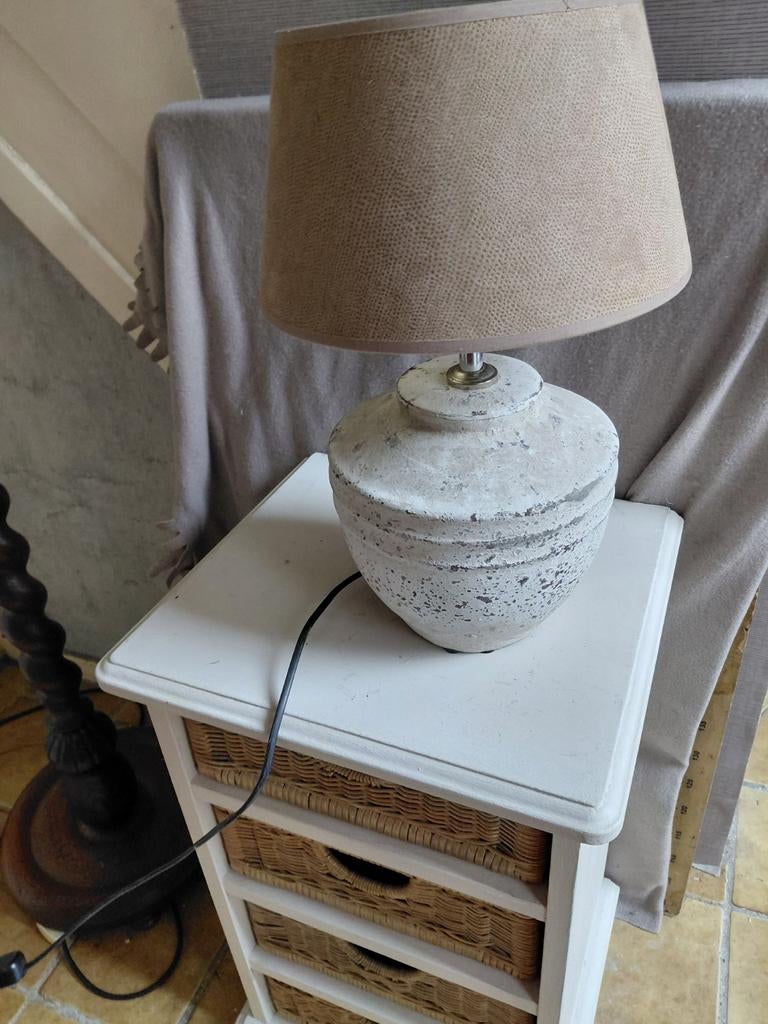 Kruiklamp kruik lamp inclusief beige kap, Huis en Inrichting, Lampen | Tafellampen, Ophalen, Zo goed als nieuw, Minder dan 50 cm