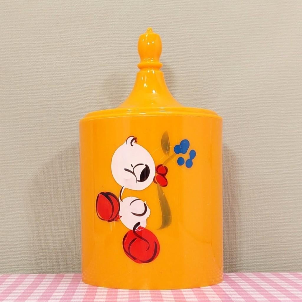 Vintage plastic pot met deksel Eend geel babykamer jaren 70, Verzamelen, Retro, Huis en Inrichting, Ophalen of Verzenden