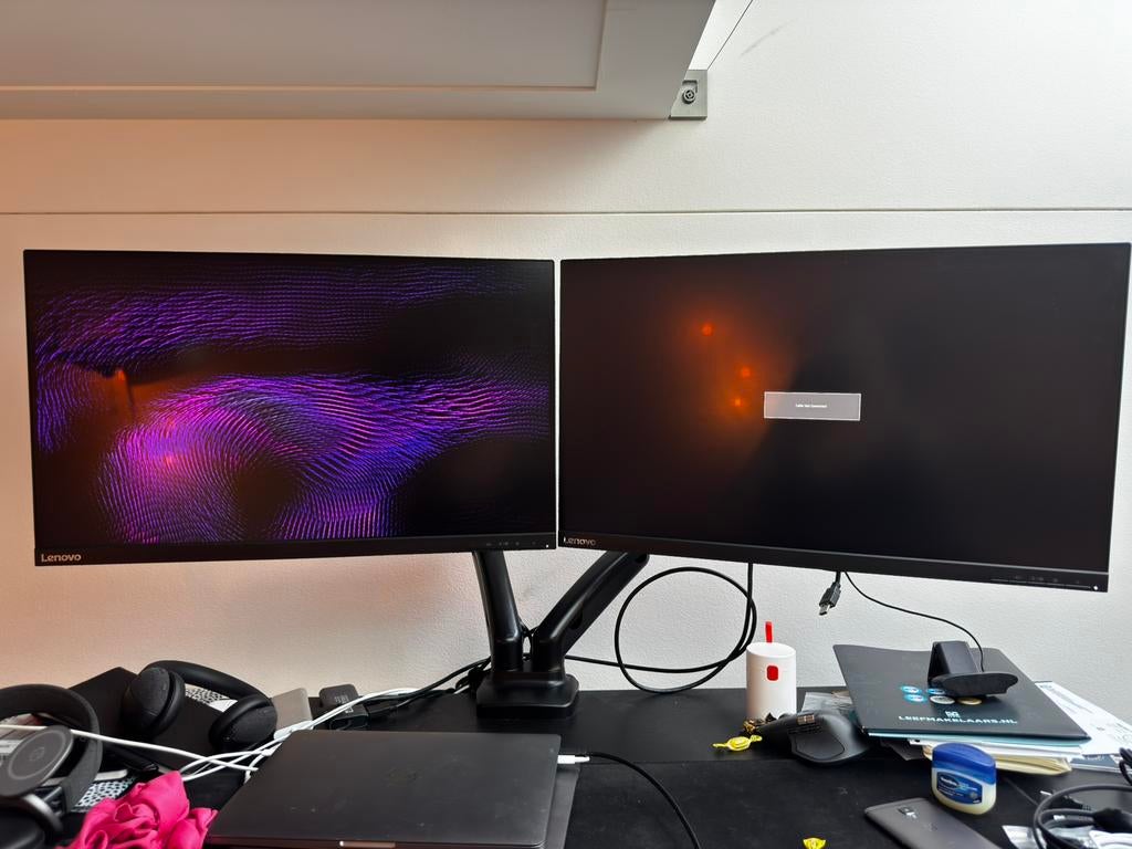 Dual monitors with mounted stand, Computers en Software, Monitoren, IPS, Full HD, Ophalen of Verzenden, Zo goed als nieuw