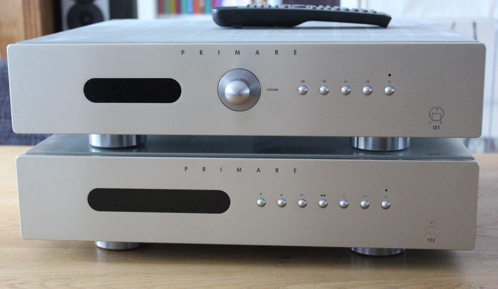 Primare i21 versterker en Primare T23 DAB/FM tuner, Gebruikt, 120 watt of meer, Stereo, Ophalen