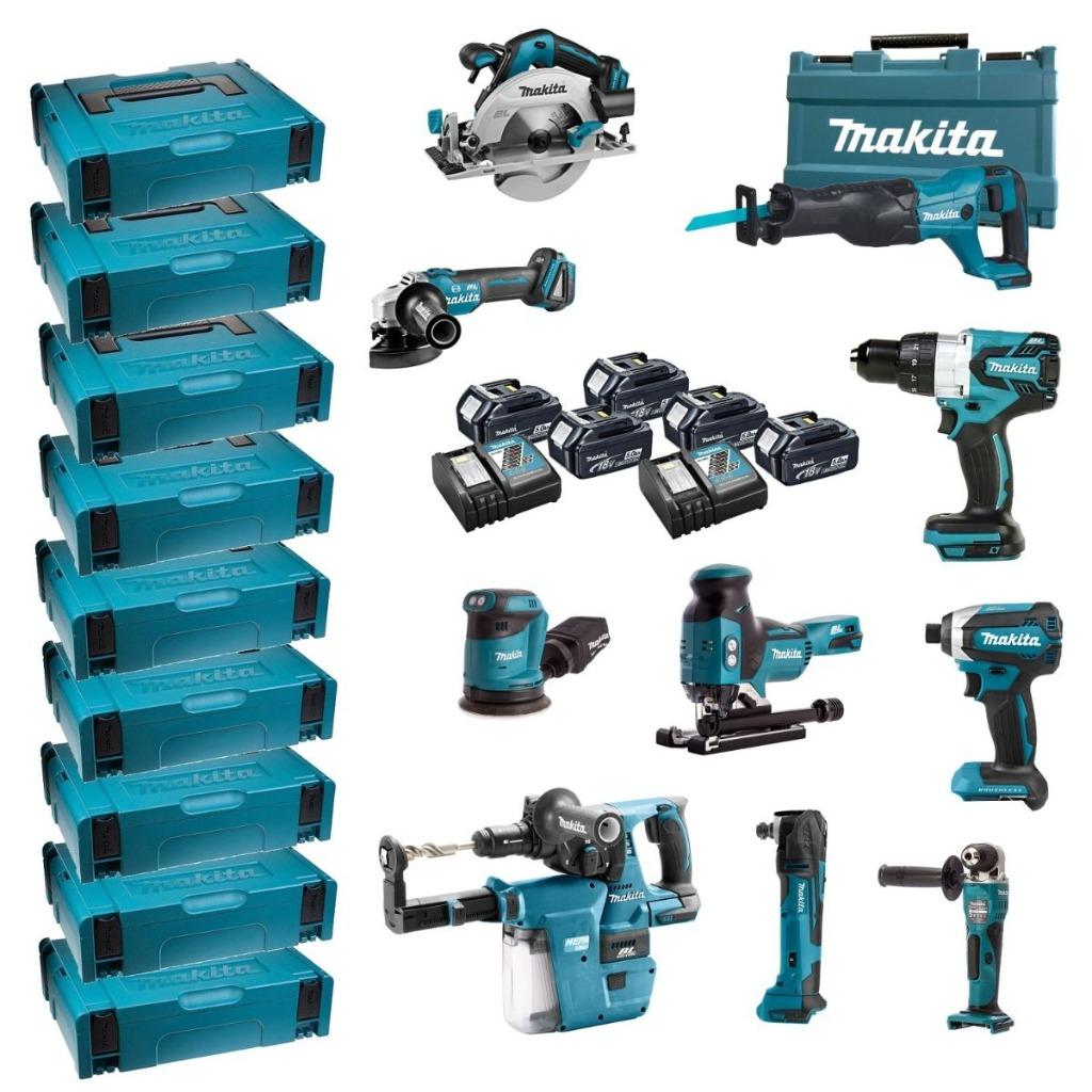 Makita DLX1010TJ1 combiset 10-delig 18V 5,0Ah + Mbox koffers, Ophalen of Verzenden, Nieuw
