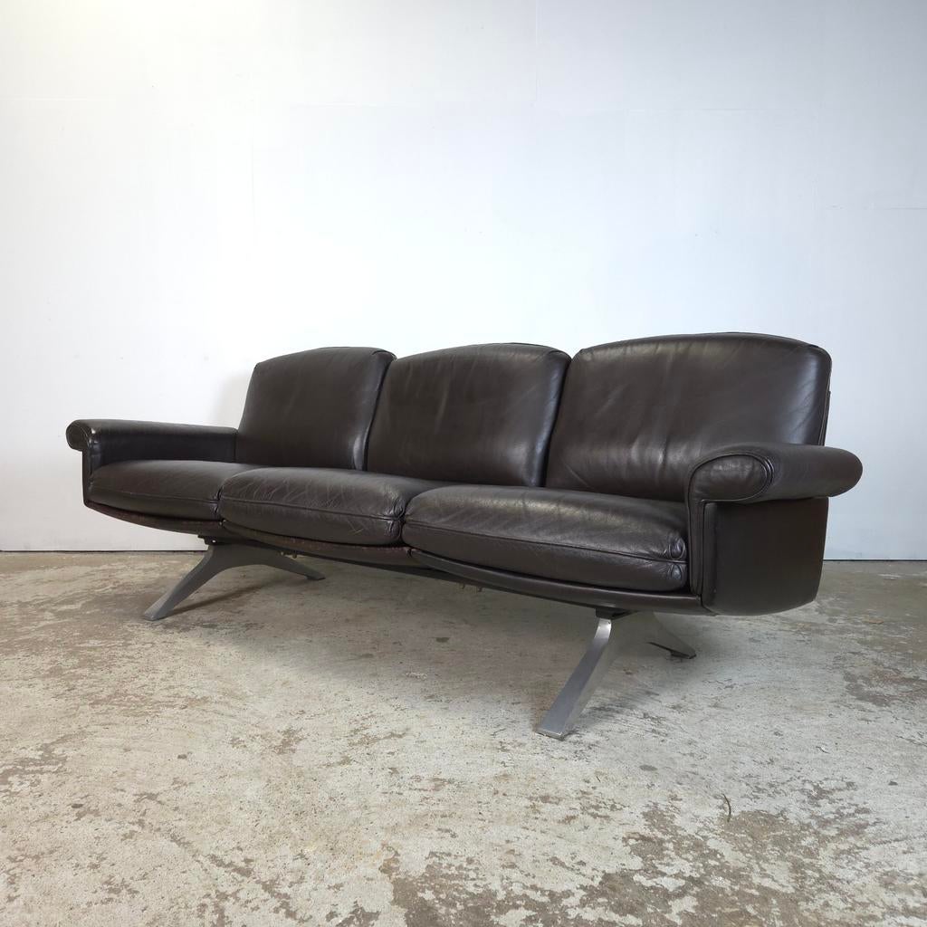 De Sede DS-31 vintage jaren 60 design lederen 3-zits bank, Ophalen, Gebruikt, De Sede, 75 tot 100 cm