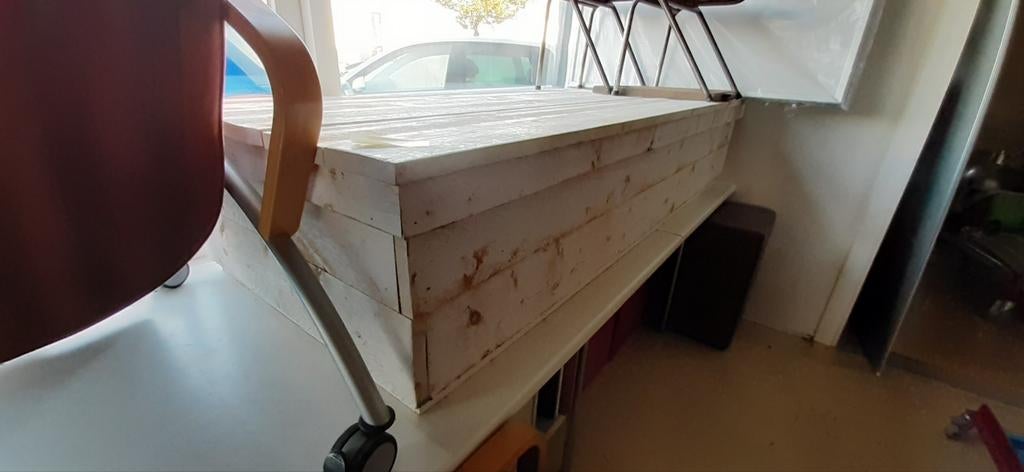 Salontafel Presentatietafel steigerhout, Ophalen, Info@tommysmit.nl, Gebruikt, 200 cm of meer