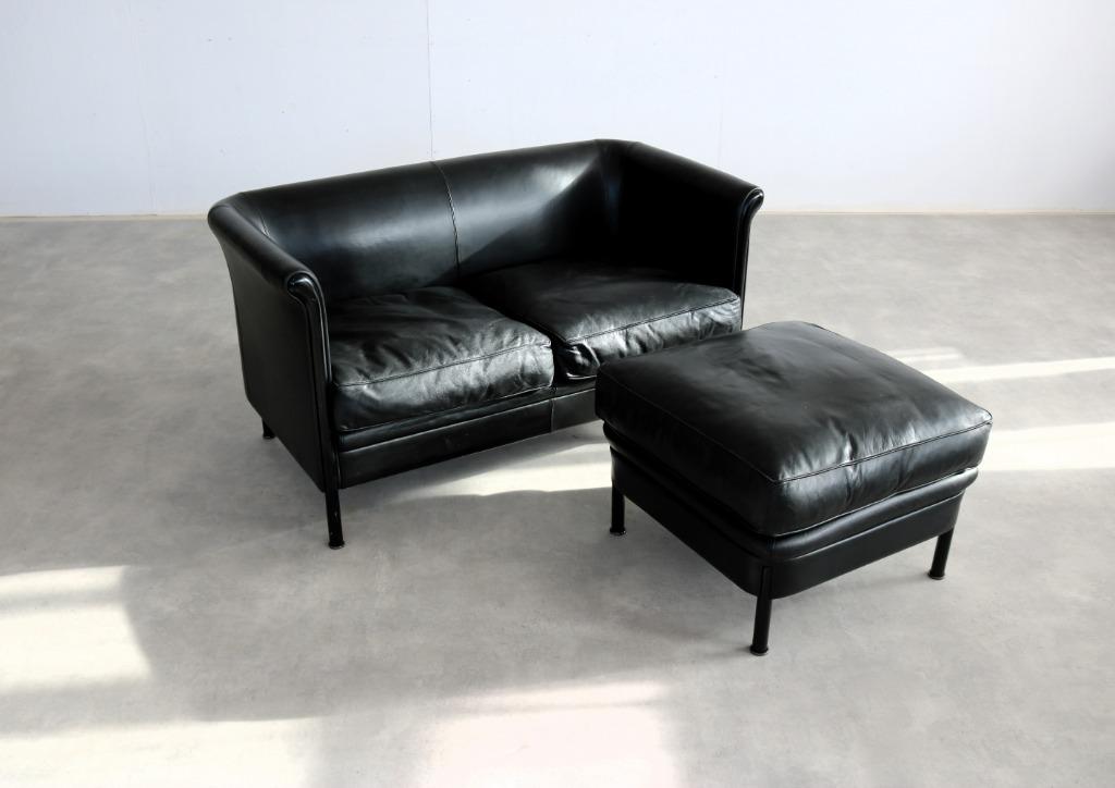 vintage sofa + hocker | zithoek | A. Citterio | Moroso, Gebruikt, Tweepersoons, Ophalen of Verzenden, Minder dan 150 cm