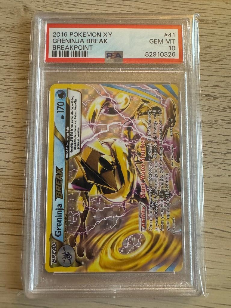Pokemon Greninja BREAK 41/122 XY Breakpoint PSA 10, Ophalen of Verzenden, Zo goed als nieuw, Losse kaart, Foil