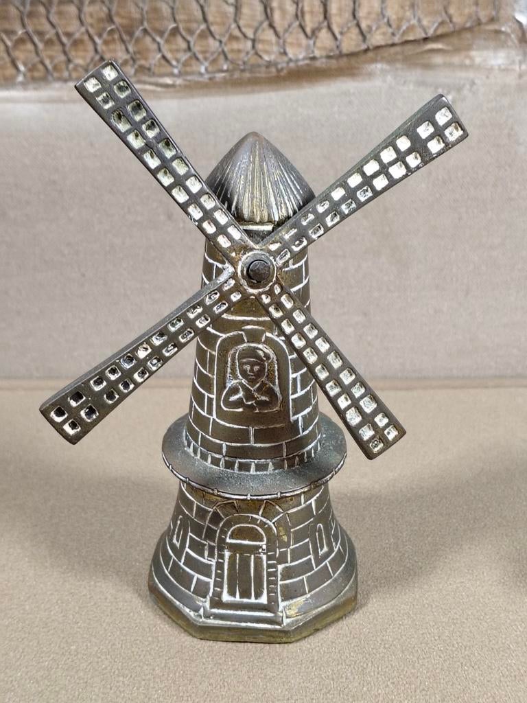 TAFELBEL MOLEN MET DRAAIEND WIEKEN, Antiek en Kunst, Antiek | Koper en Brons, Verzenden, Koper