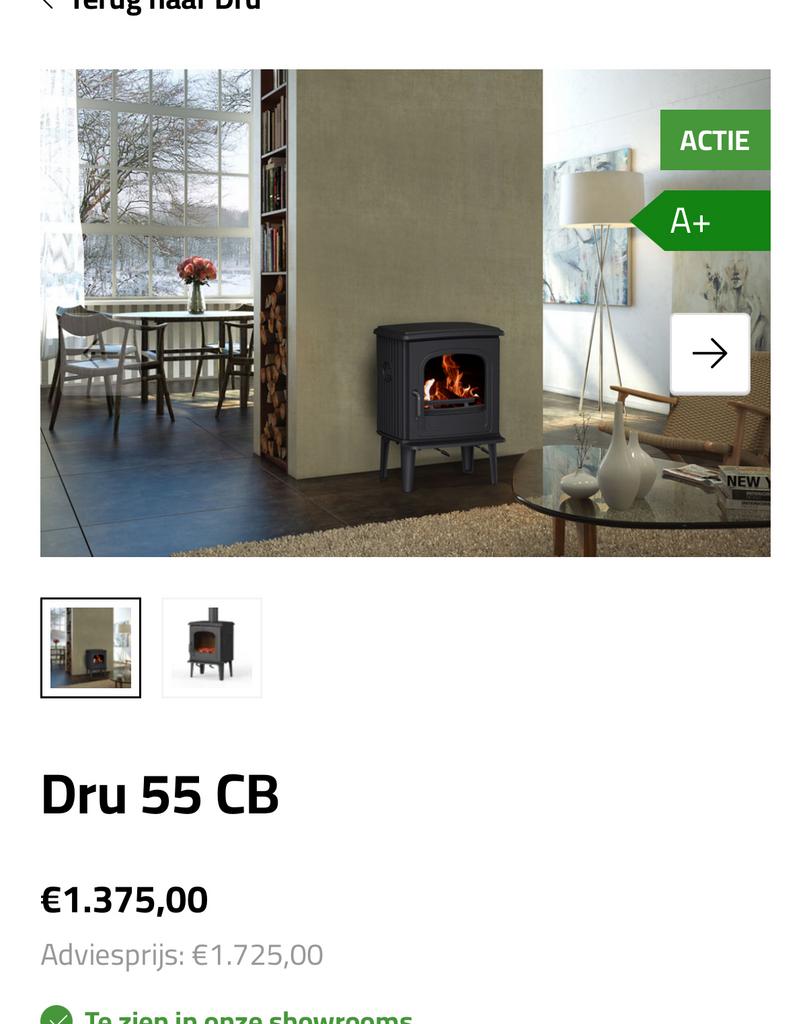 Actieprijs houtkachel Dru 55CB  OP=OP, Huis en Inrichting, Kachels, Duiven, Dru, Ophalen of Verzenden, Vrijstaand