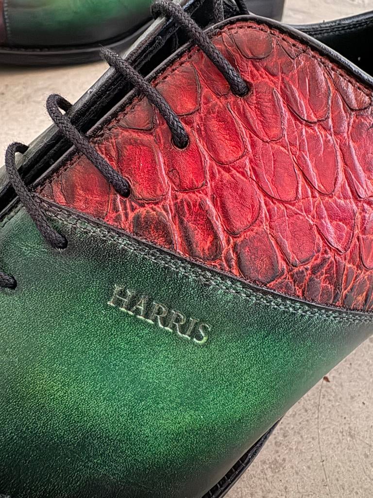 Harris Groen/Rood Handgeverfde Schoenen - Maat 42, Kleding | Heren, Schoenen, Overige kleuren, Nieuw, Ophalen of Verzenden, Veterschoenen