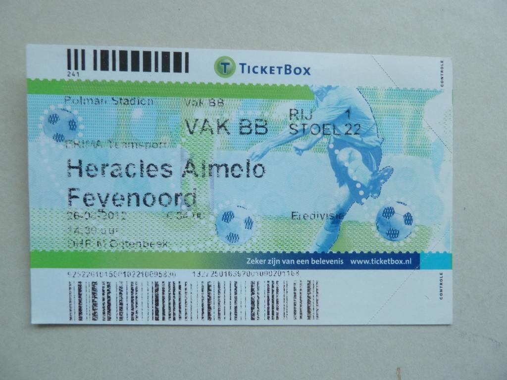 Entreeticket. Heracles - Feyenoord 26 - 08 - 2012, Ophalen of Verzenden, Gebruikt, Feyenoord, Overige typen