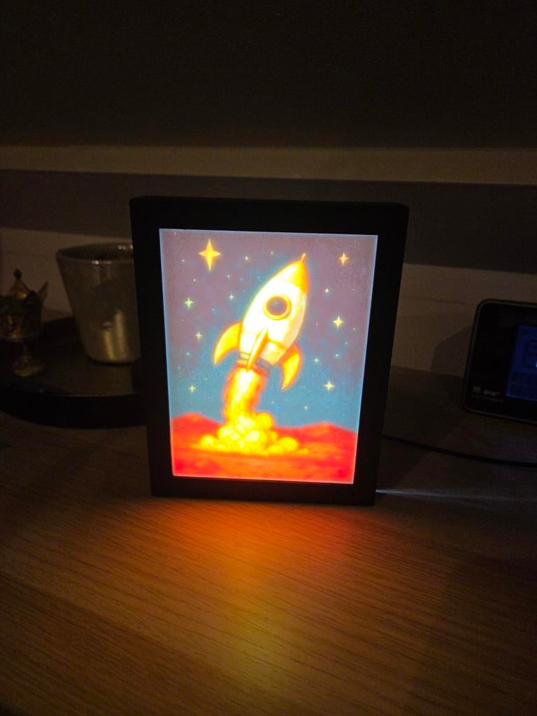 3D-geprint Lithophane Nachtlampje - Raket, Ophalen of Verzenden, Nieuw, Lamp