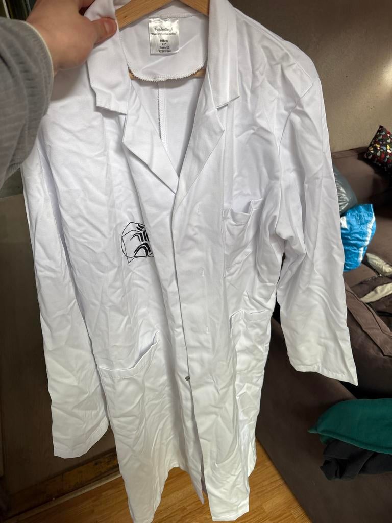 Witte Labjas, Kleding | Dames, Jasjes, Kostuums en Pakken, Zo goed als nieuw, Jasje, Maat 42/44 (L), Wit, Ophalen