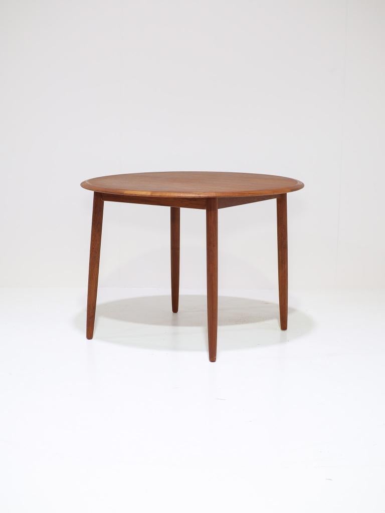 Ronde eettafel teak Deens vintage 1960s, Huis en Inrichting, Tafels | Eettafels, Zo goed als nieuw, 100 tot 150 cm, 100 tot 150 cm