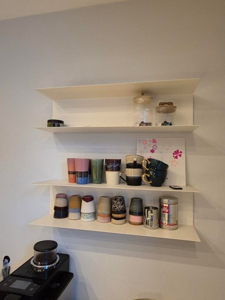 Dubbele zwevende wandplank, wit, metaal, Ophalen, Gebruikt