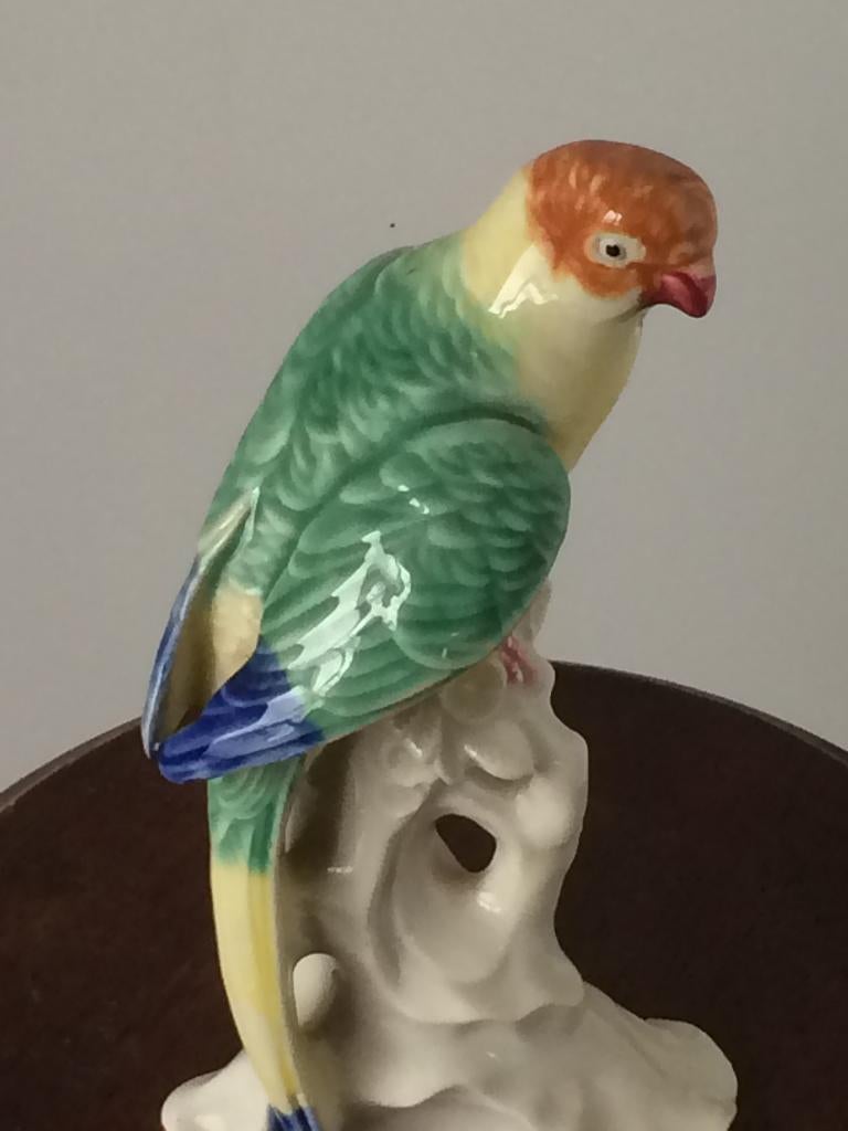 papegaai majolica porselein aardewerk vintage vogel keramiek, Antiek en Kunst, Antiek | Porselein, Ophalen of Verzenden