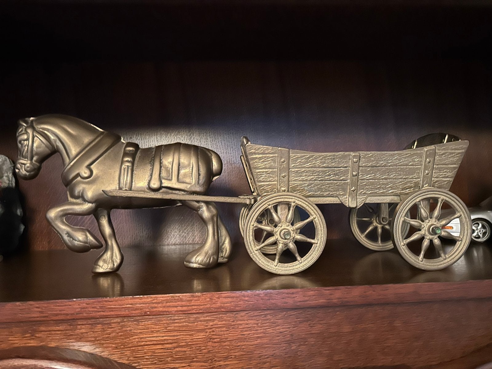 Vintage paard met wagen decoratie (massief), Ophalen of Verzenden
