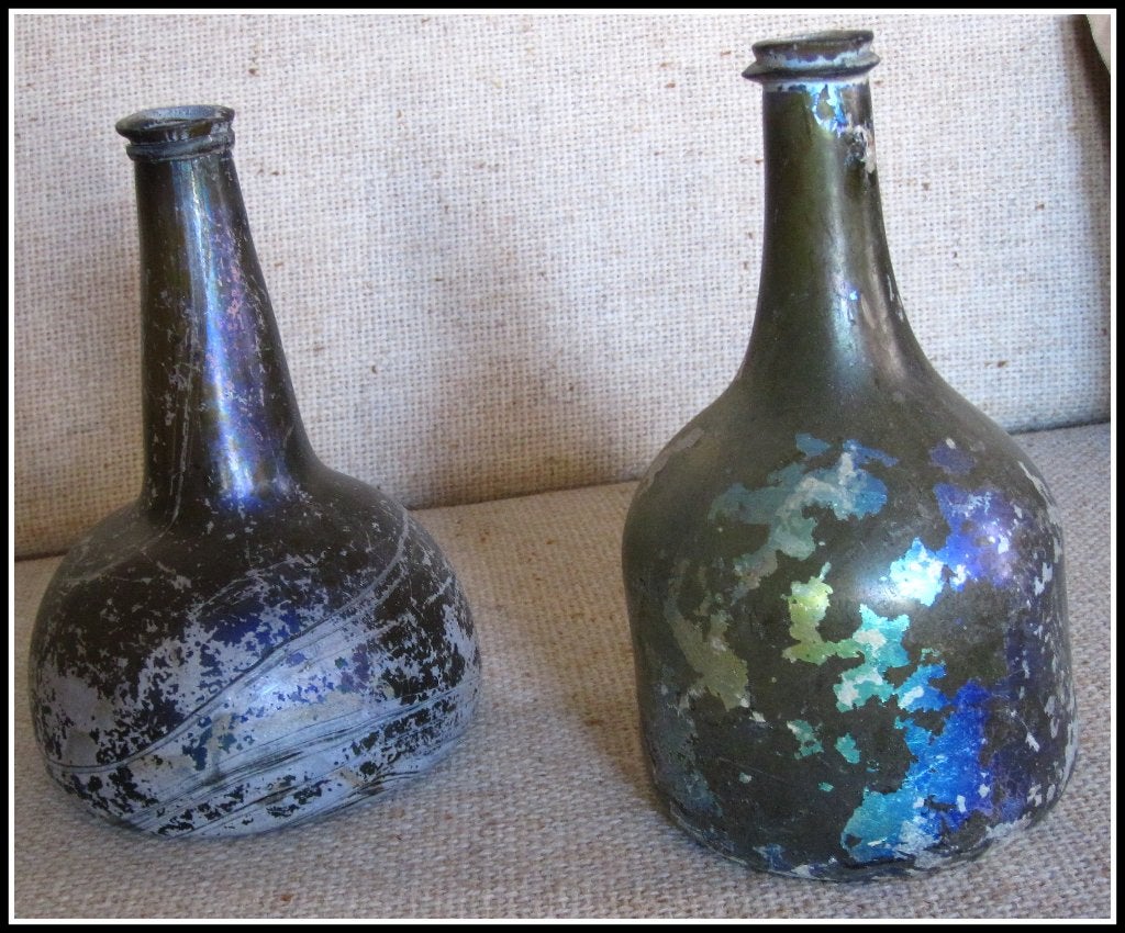 ANTIEKE FLESSEN WAARONDER  2 X KATTEKOP EN  1 JENEVER FLES, Antiek en Kunst, Ophalen