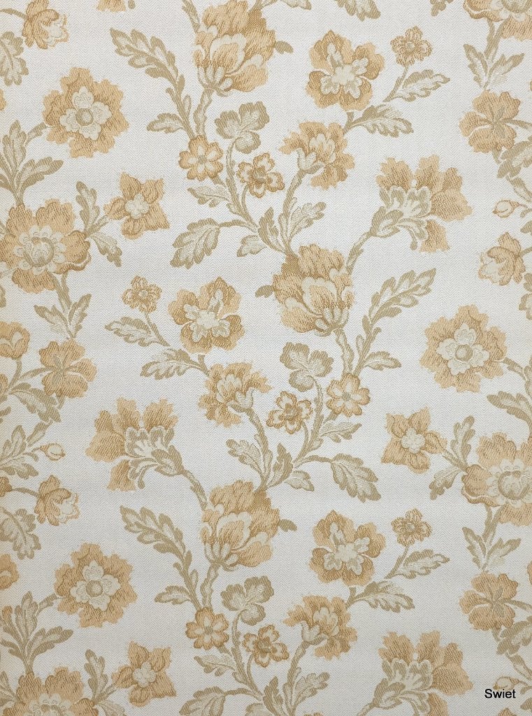 2746 Oker bloemen behang guirlande retro klassiek 70´s swiet, Ophalen of Verzenden, Beige
