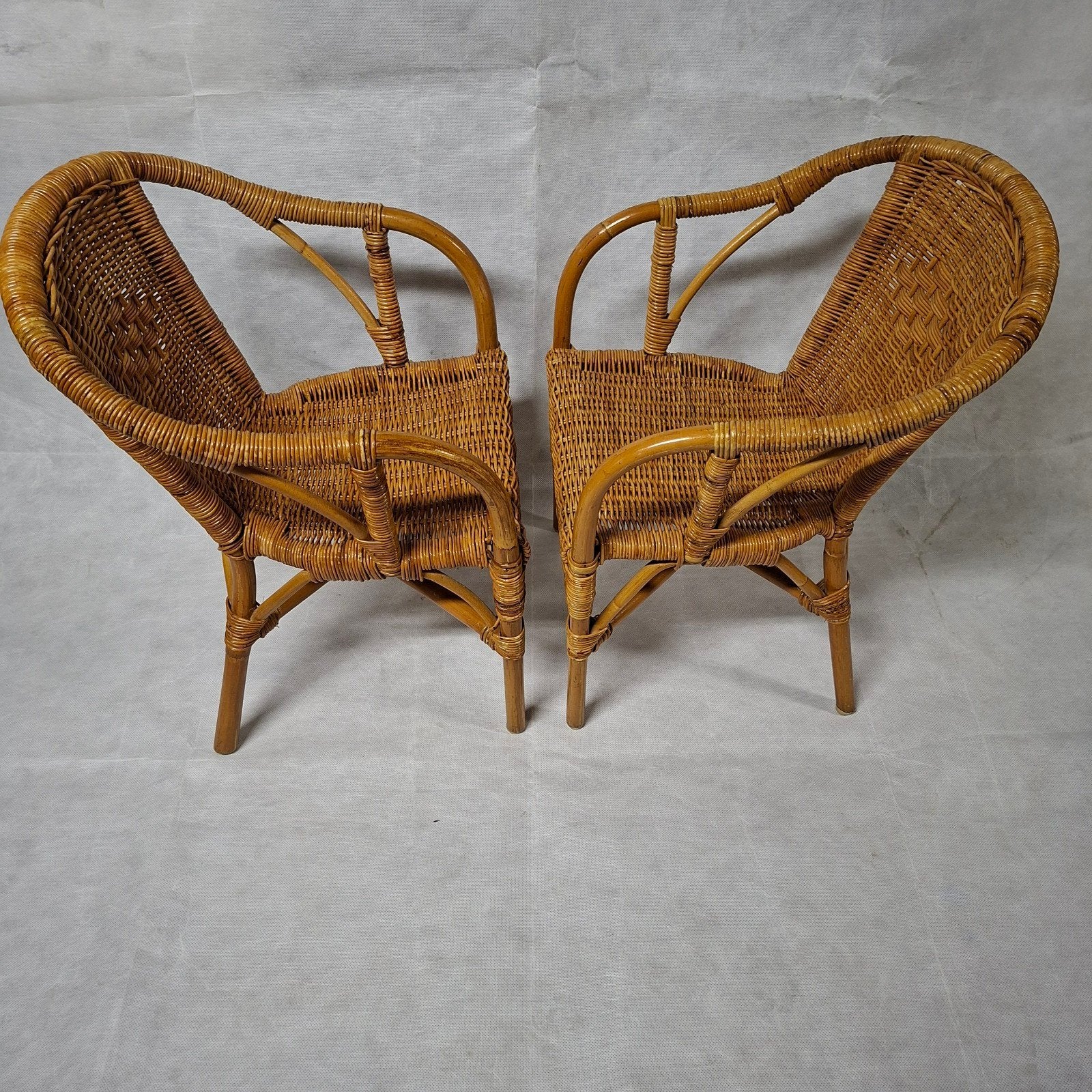 Set van 2 vintage rotan kinderstoeltjes, Kinderen en Baby's, Kinderstoelen, Ophalen, Gebruikt, Overige typen