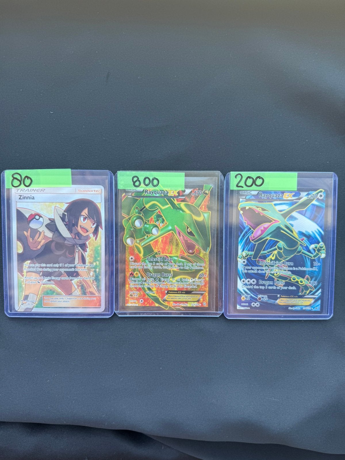 Rayquaza EX (DRX 123) & Rayquaza EX (ROS 104) Zinnia (DRM 70, Ophalen of Verzenden, Zo goed als nieuw