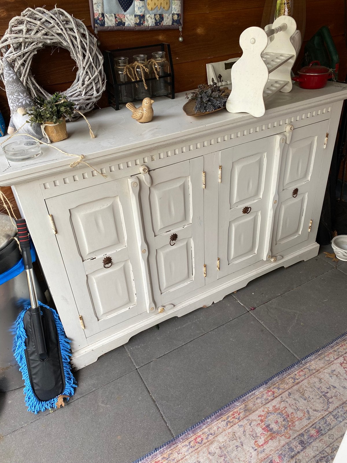 Te koop brocante stijl geverfd dressoir, Ophalen, Met plank(en), Gebruikt, 100 tot 150 cm
