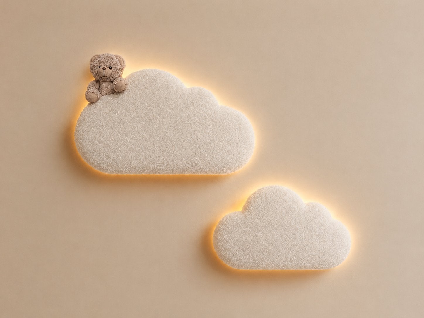 Wolkenlampjes teddy 2 wolkjes met beertje nachtlamp, Draadloos, Nieuw, Ophalen of Verzenden, Wit