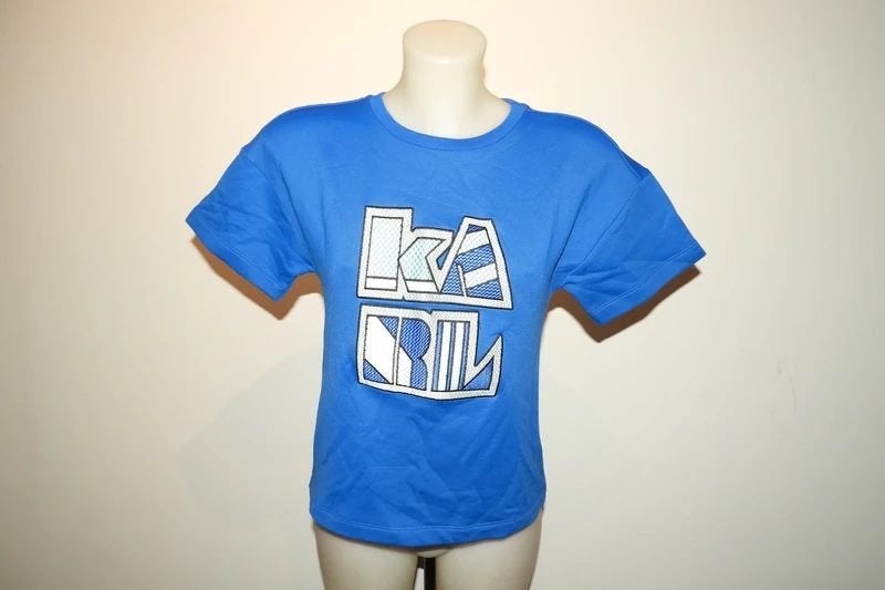 Karl Lagerfeld blauwe sweater merk stiksel kleur voorkant S