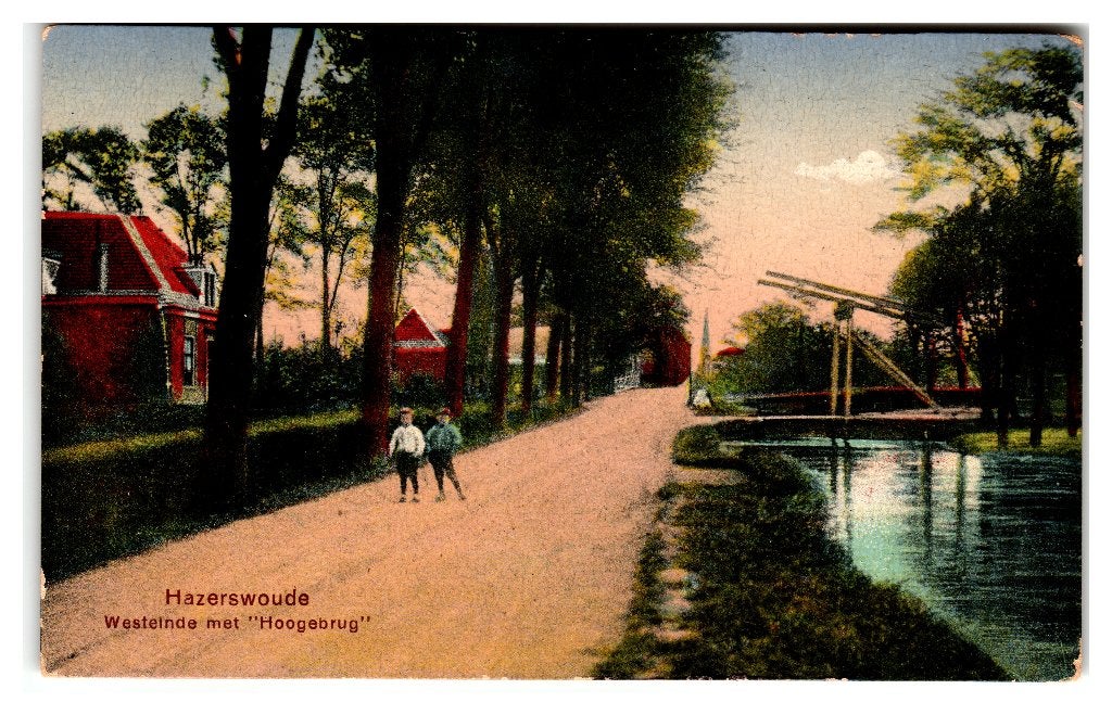 Hazerswoude, Westeinde met "Hoogebrug", Verzenden, Voor 1920, Gelopen, Zuid-Holland