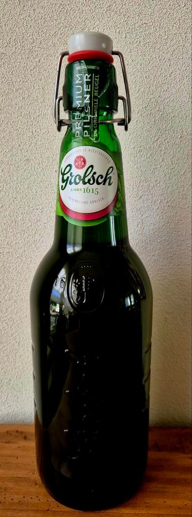 Te koop volle 1,5 ltr Grolsch Premium bier fles   GB, Ophalen of Verzenden, Zo goed als nieuw, Flesje(s), Grolsch