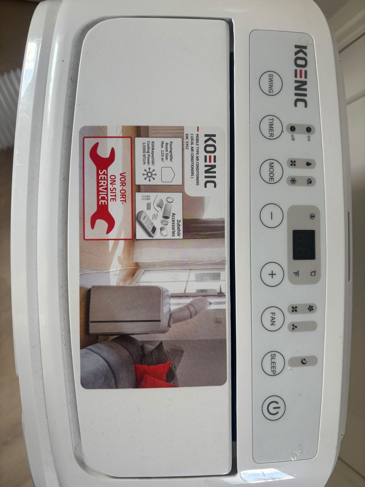 Koenic Mobiele Airco KAC 3352 met Tristar Raamafdichtingskit, Ophalen, Gebruikt, Minder dan 60 m³, 3 snelheden of meer