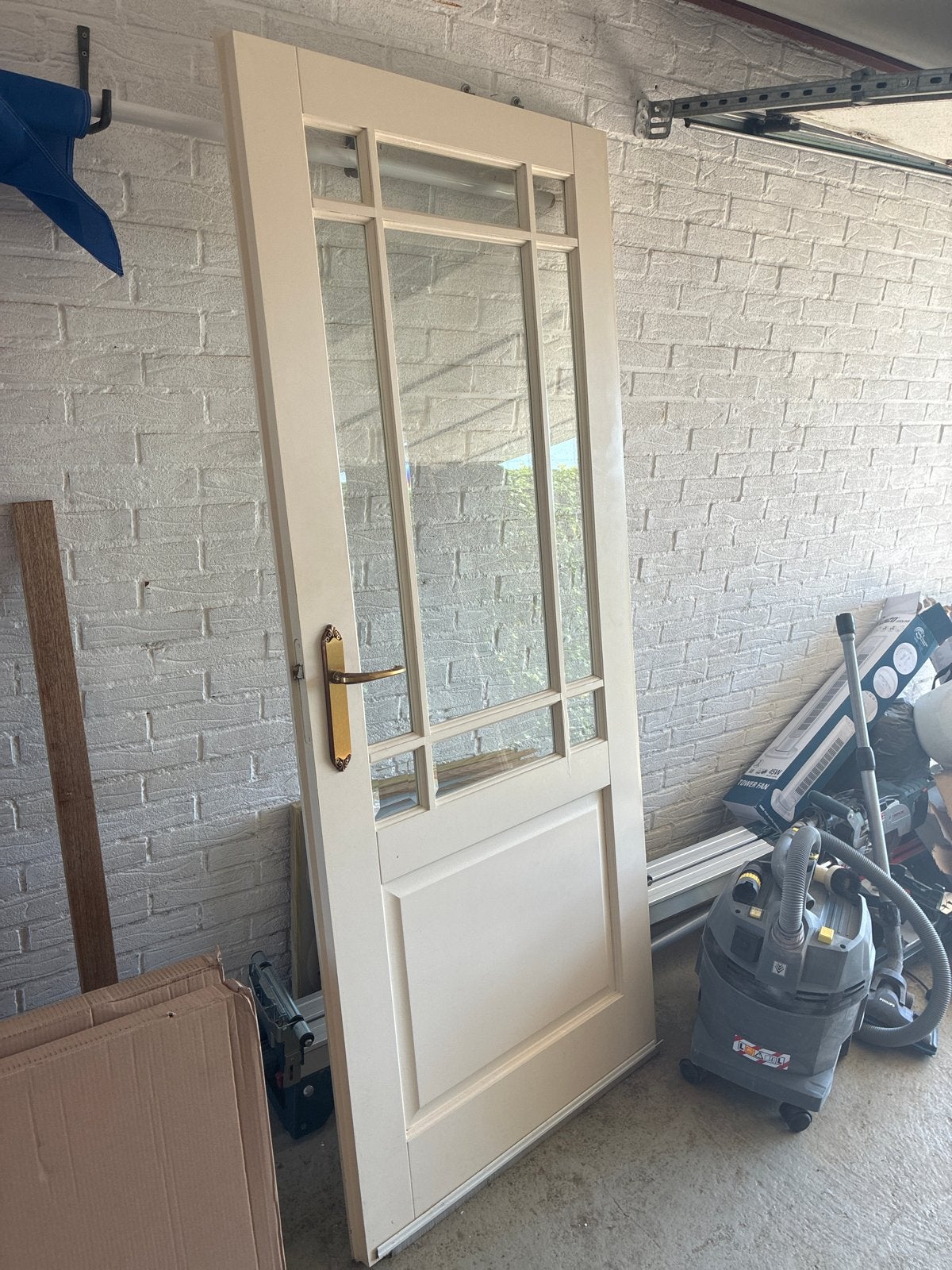 Binnendeur opdek 201,5x83 linksdraaiend met facetglas, Ophalen, Gebruikt, 80 tot 100 cm, Binnendeur