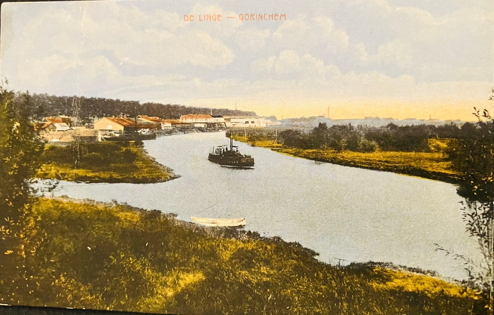 Oude Ansichtkaart Gorinchem de Linge met schip, Ophalen of Verzenden, 1920 tot 1940, Zuid-Holland