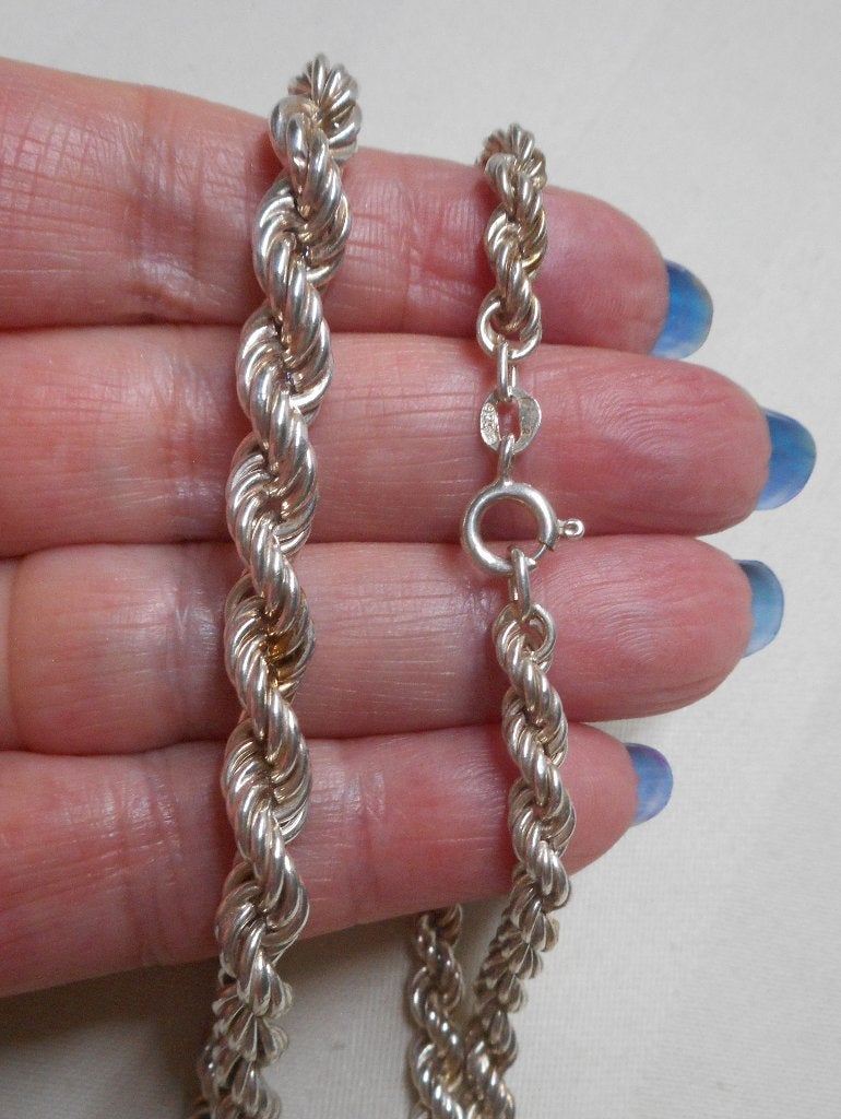 Zilveren Rope (koord) collier ketting nr.113, Verzenden, Zo goed als nieuw, Zilver, Zilver