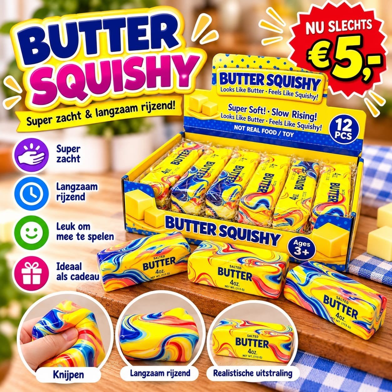 Butter Squishy – Nieuw! Slechts € 5,- per stuk, Ophalen of Verzenden, Nieuw, Jongen of Meisje