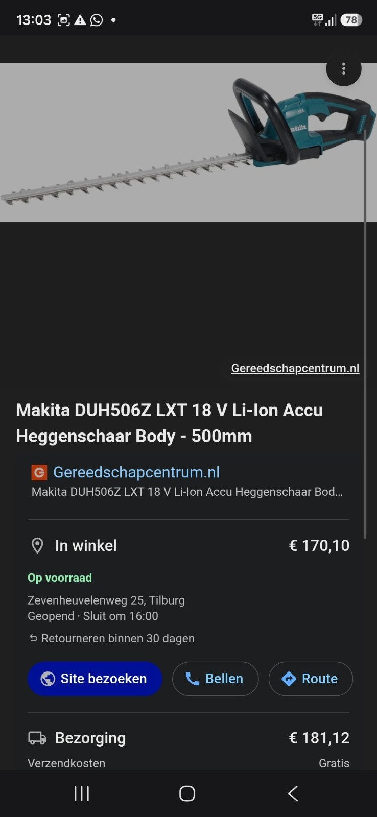 Makita DUH506Z LXT 18V Accu Heggenschaar Body - 500mm, Tuin en Terras, Ophalen of Verzenden, Nieuw, Accu, Makita