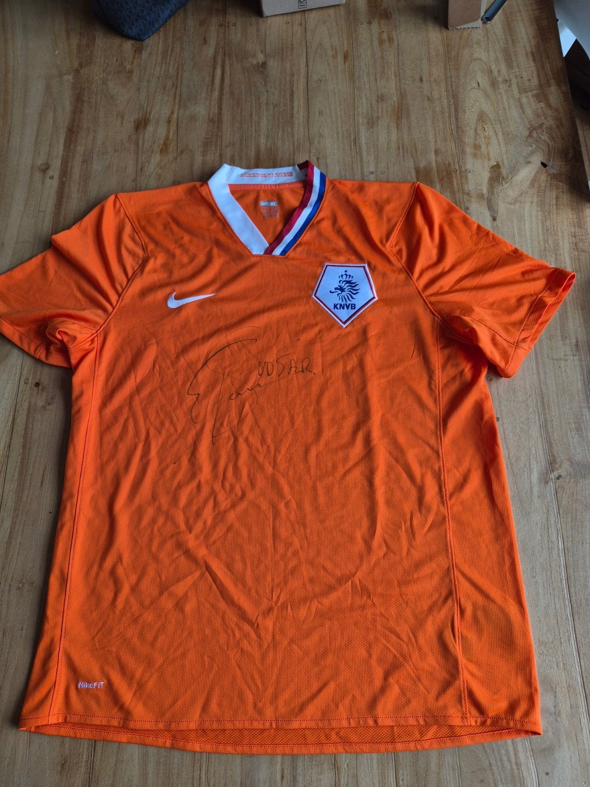 Gesigneerd Oranje Nike Voetbalshirt - Maat XL, Nike, Maat 56/58 (XL), Oranje, Ophalen of Verzenden